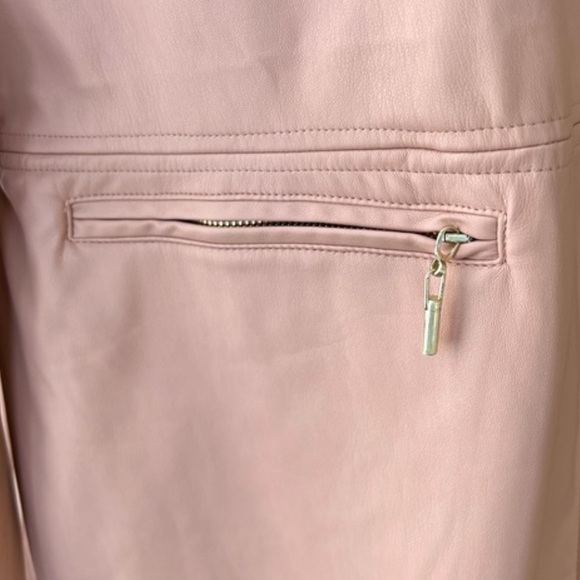 Elegant Chico's Blush Pink Women's Faux Leather Jacket Size 2 W14-16 NWOT - Picture 10 of 11